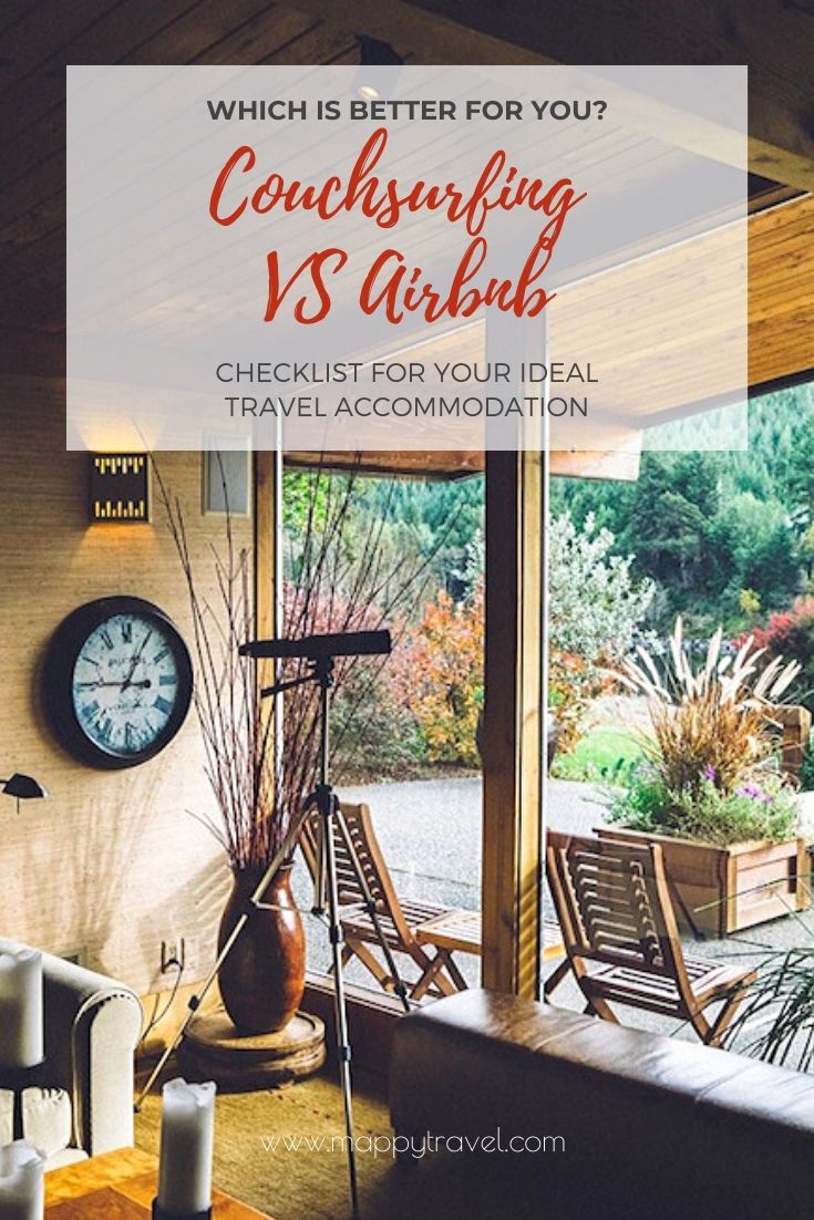 Couchsurfing vs Airbnb: 10 Checklist to Your Ideal Travel Accommodation (Pinterest)